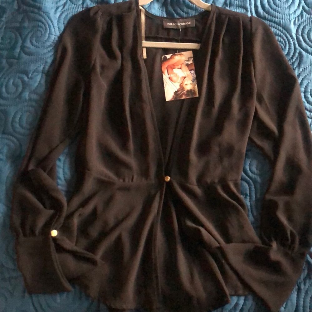 Naked Wardrobe silk see they top/blazer